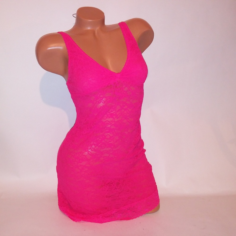 Victoria Secret Lingerie Chemise Slip Medium Hot Pink Lace The Lacie 2011 Collec